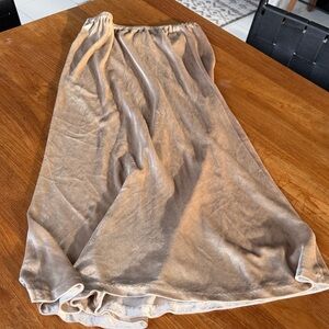 Elegant Champagne Velvet Midi Skirt